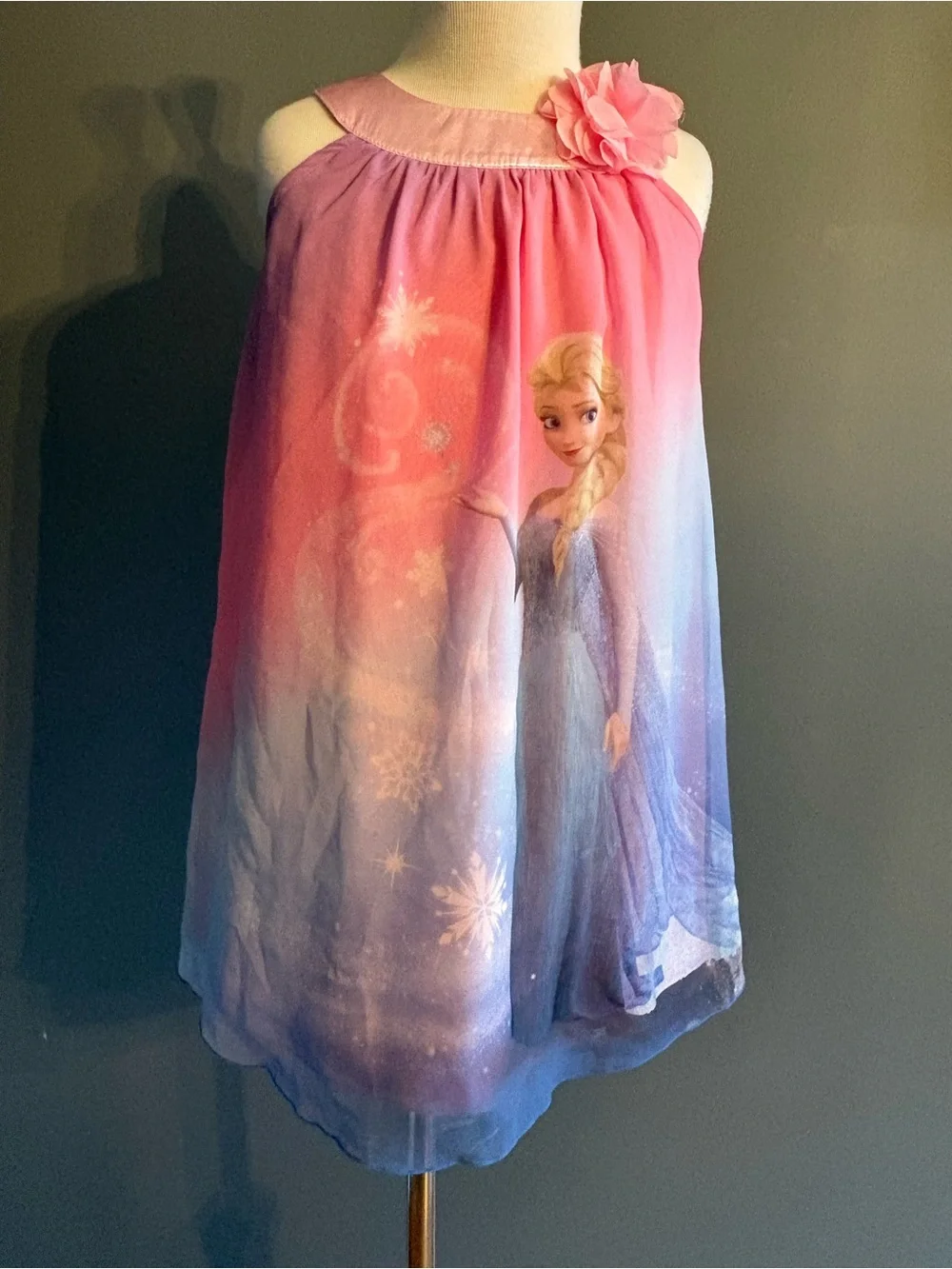Disney Pink and Blue Ombré Frozen Elsa Swing Dress - Like New